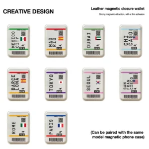 City Version Boarding Pass Case Accessory Magnetic Wallet Clip Suitable for iPhone Magnetic Suction Phone Back Card Bag Pack of 5