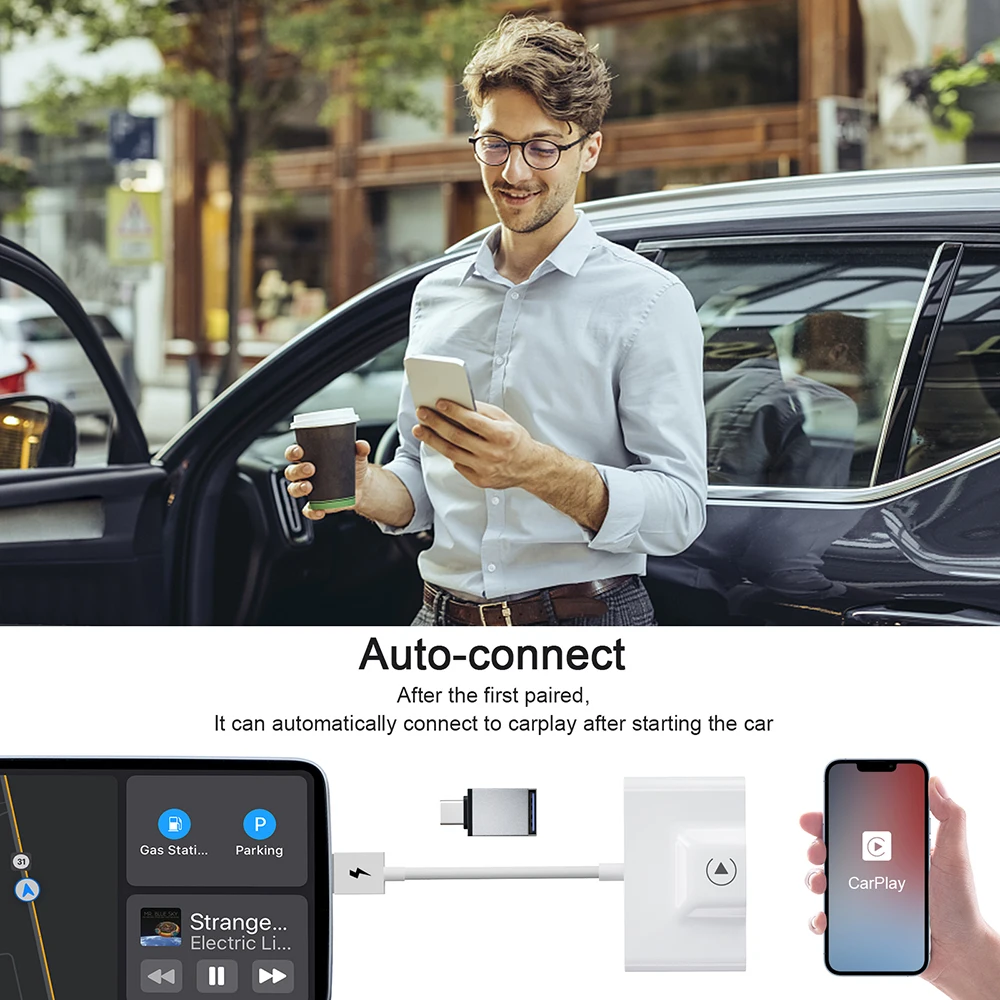 CarPlay Wireless Adapter for iPhone Wired Car Play Wireless Car Play Dongle Converts Wired to Wireless Carplay Android Auto Pack of 2 - Image 4