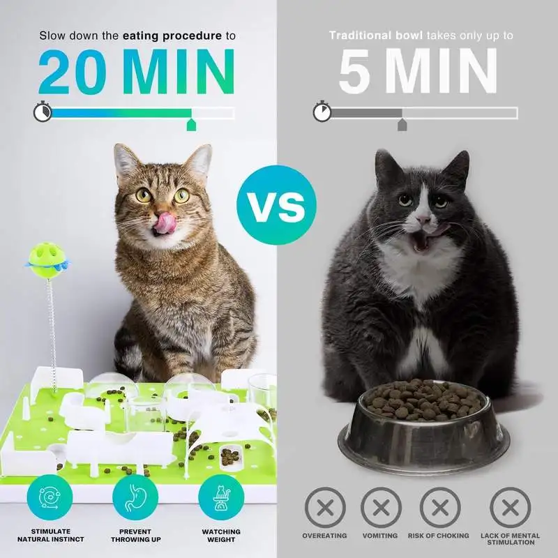 Dropshipping Interactive Cat Puzzle Feeder Slow Feeding IQ Training Mental Stimulation Treat Dispenser Eco-friendly Non-slip Pack of 2 - Image 4