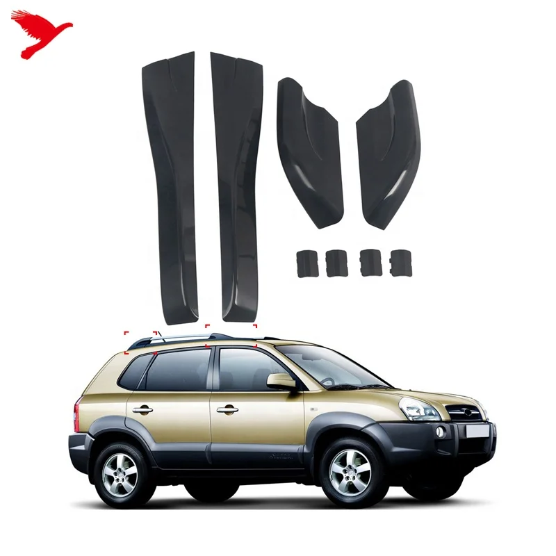 Car Exterior Accessories Roof Rails Rack Leg Cover End Protection Cover Shell Black 8pcs for Hyundai Tucson 2004-2008 - Image 4