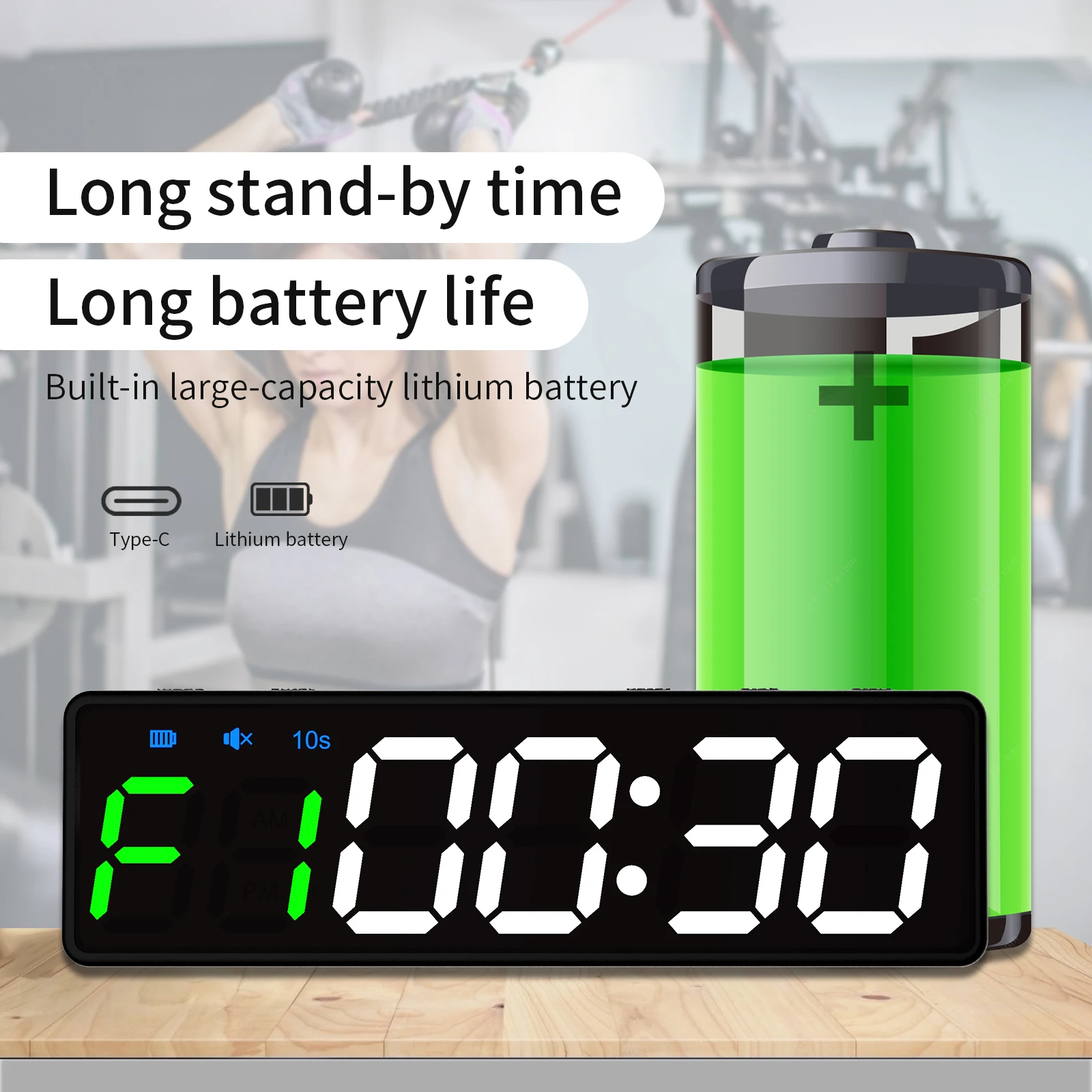 Built-in Large-capacity Lithium Battery Multifunctional Interval Boxing Yoga Swimming Training Countdown Stopwatch Workout Timer Pack of 2