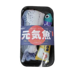 Catnip Fish & Crackling Paper Wand Cat Toy Set with Cotton Material Cartoon Design for Kitten Teething and Interactive Play Pack of 2