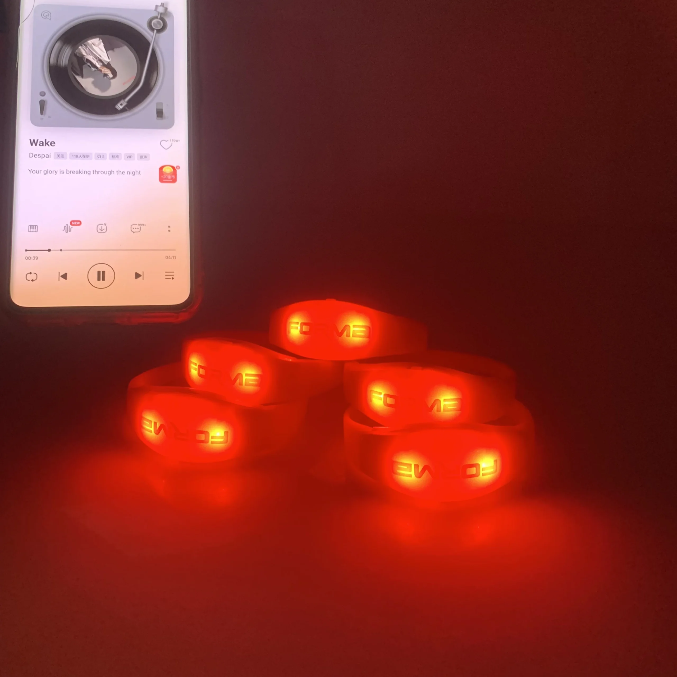 RICHSHINING Music Sound LED Flash Wristband Light up LED Bracelet Wireless Glowing Wristband for Bar Party Pack of 500 - Image 2