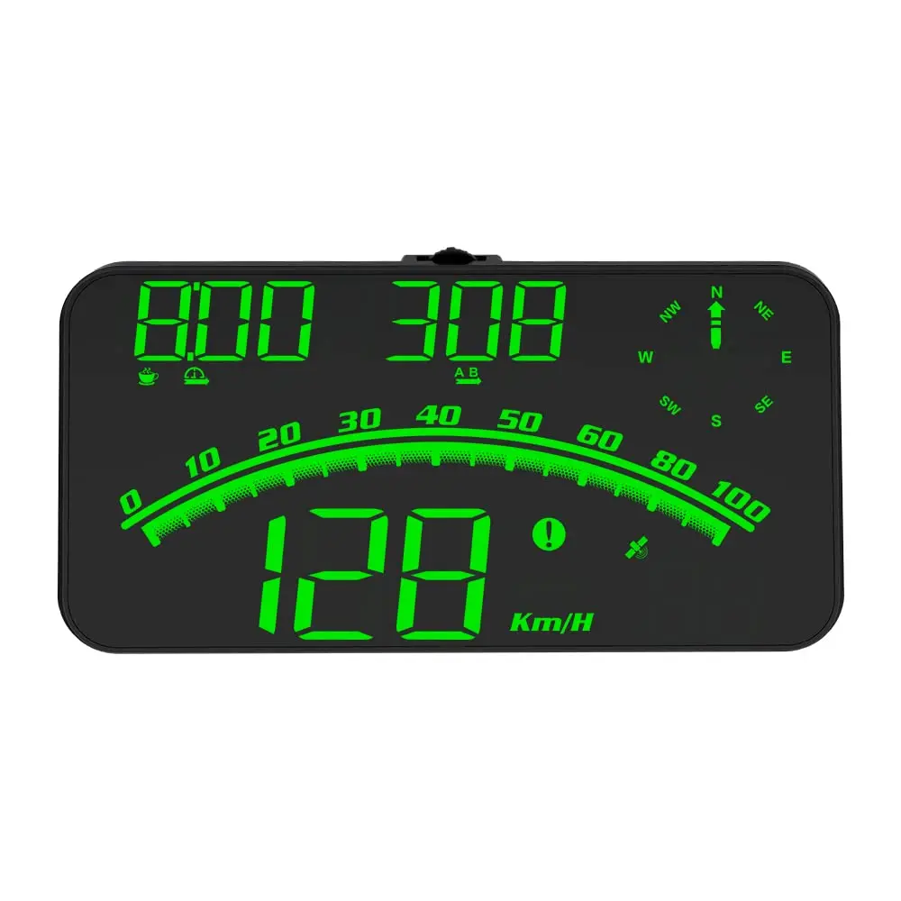 SX-TECH Universal Head GPS Speedometer HUD Digital Speed Display MPH/KM/H 3-Stage Speed Alarm Green Backlight All Vehicles RV