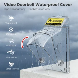 Video Doorbell Rain Waterproof Cover Outdoor Rotatable Design Anti Theft Reminder Compatible with Video Door Access Doorbell