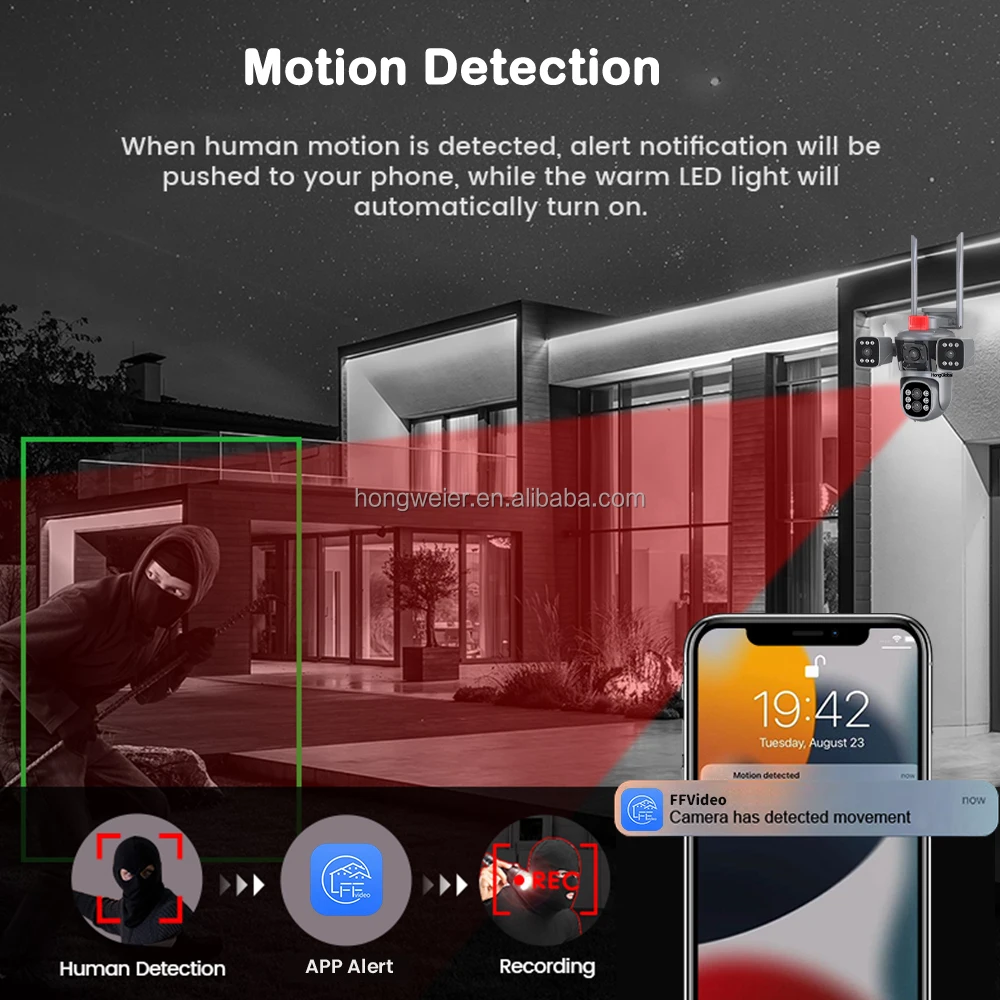 HongGlobal 10MP Outdoor Wireless PTZ Surveil CCTV Camera 360 IP Home 5K Five Lenses 10X Zoom WiFi Security Network Camera - Image 4