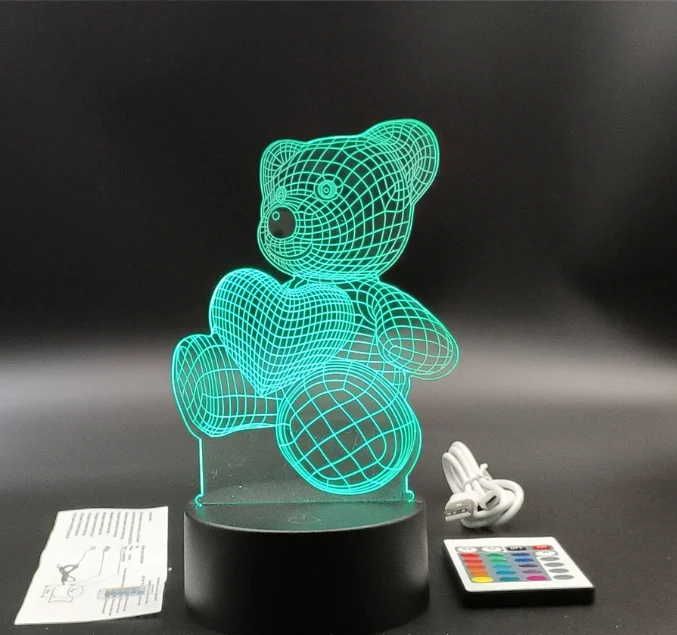 Customize Shape Visual Multicolor 16 Color Changing Wireless Acrylic 3d Illusion Led Night Lamp with Remote Control - Image 4