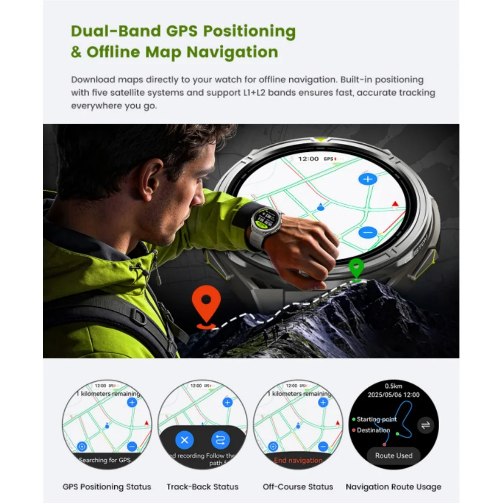 Outdoor Sports GPS Smart Watch for Men Precise Positioning 5ATM Waterproof Multile Sports Modes Voice Assistant - Image 2