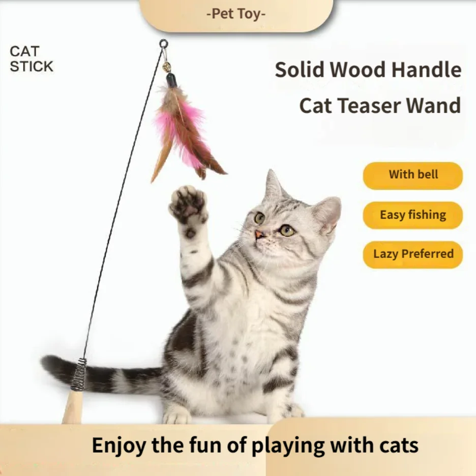 Factory Direct Guangdong CFA Competition Grade Detachable Replacement Head Spring Internet Celebrity Cat Teaser Wand Wire Toy Pack of 100