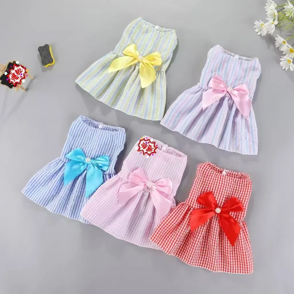 Summer Polyester Pet Apparel Breathable Cool Clothing for Cats Dogs Universal Dog Skirts Cartoon Print Accessory Pack of 6 - Image 4