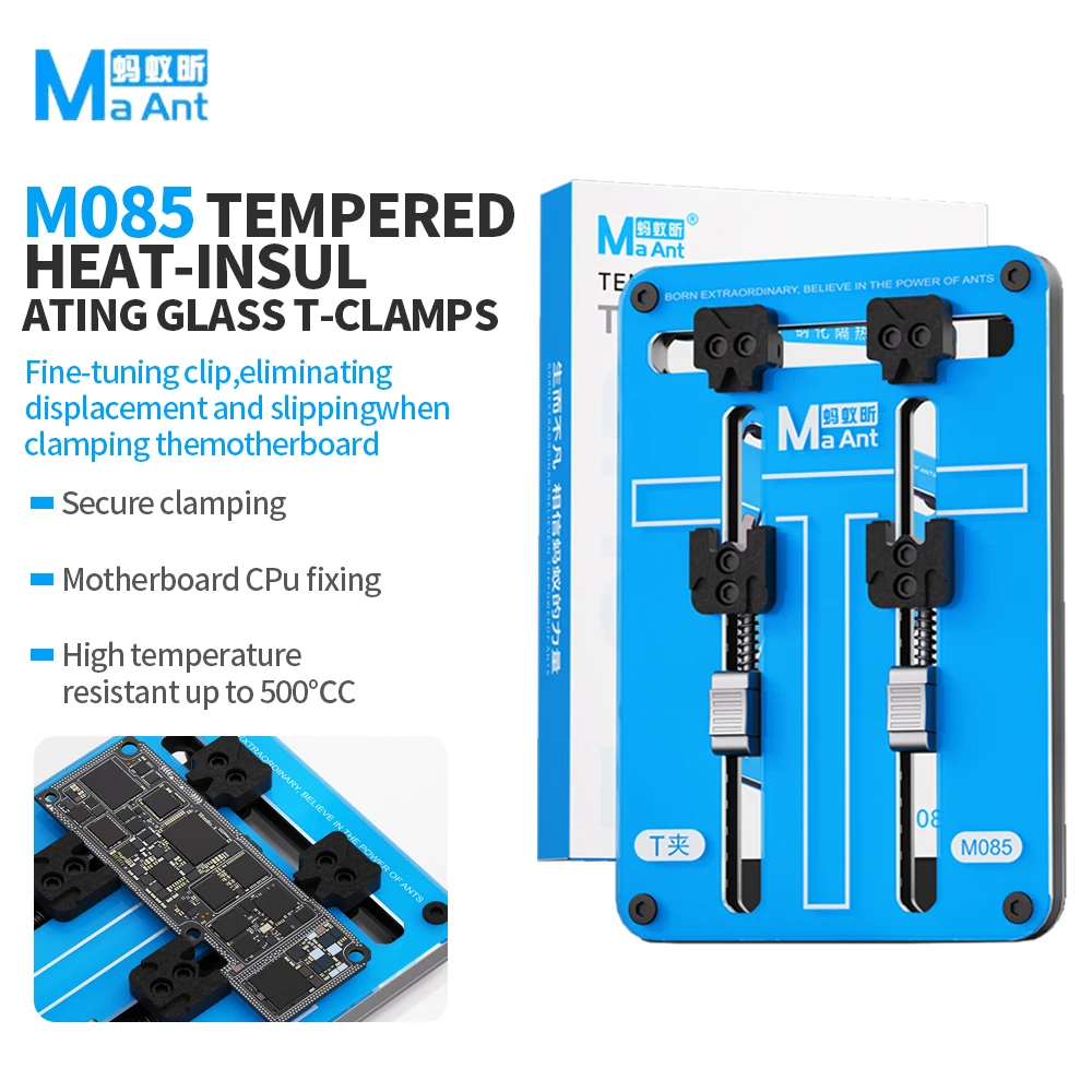 MaAnt M085 Tempered Insulated Glass T-Shaped Repair Clamp for Mobile Phone Tablet Repairs Motherboard PCB CPU IC Chip Fixing Pack of 5