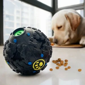 Dropshipping Bite Resistant Slow Feed Dog Treat Dispenser Ball Squeaky Interactive Leakage Food Durable TPR Pet Puzzle Chew Toy Pack of 2