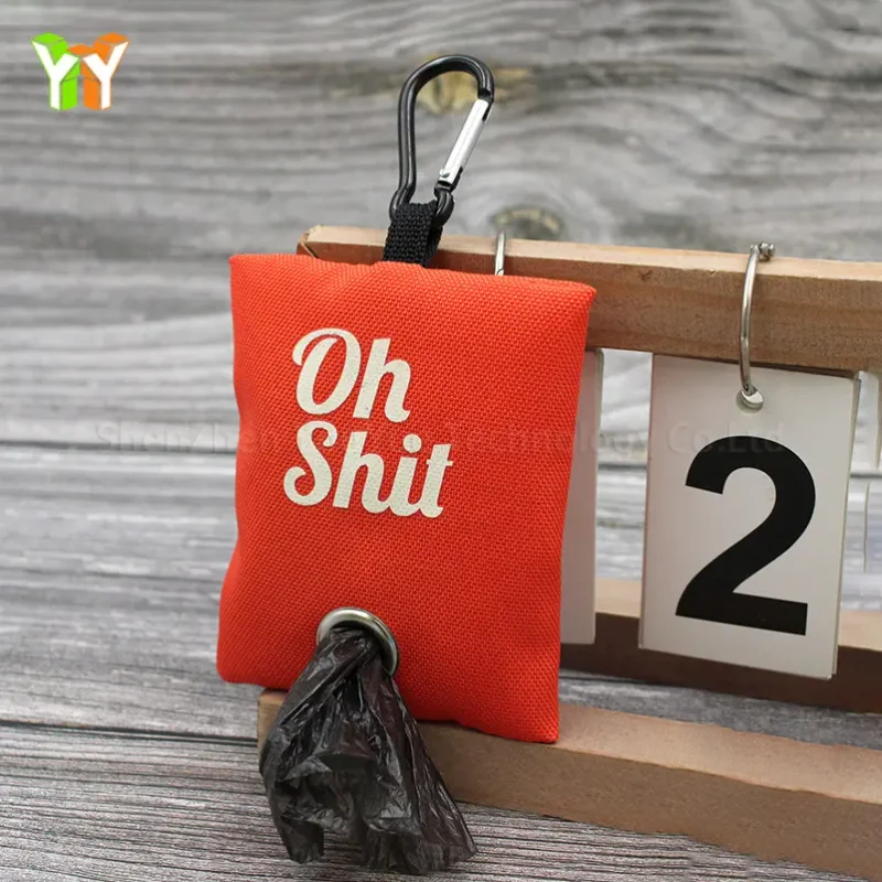 Ready to Ship Oh Shit Dog Poop Bag Waste Bag Holder Canvas Poop Dispenser Pet Treat Bag Holder Pack of 2