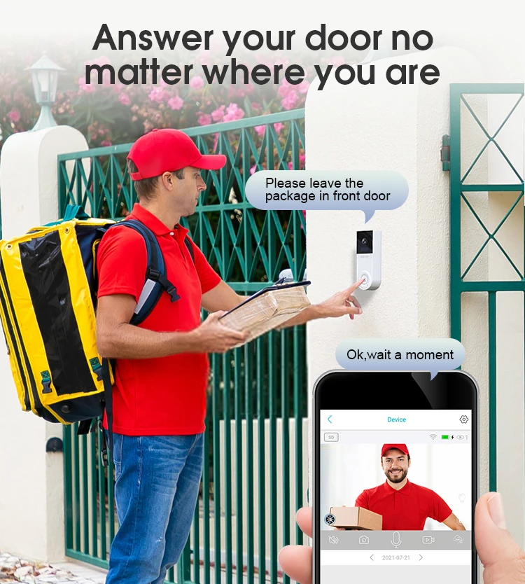 Wholesale HD 2MP 3MP UBOX Night Vision Visual Smart Doorbell Battery Powered Two-way Audio WiFi Video Doorbell - Image 3