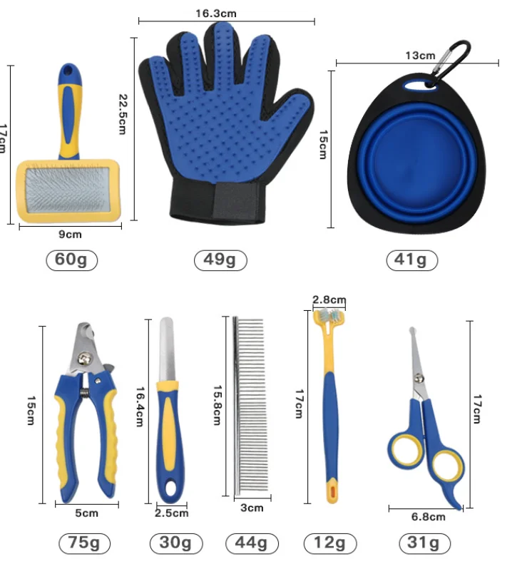 Factory Wholesale Portable 8-in-1 Pet Grooming Kit for Hair Removal Includes Cat Brush & Dog Pet Brush Set in Box Pack of 10 - Image 3