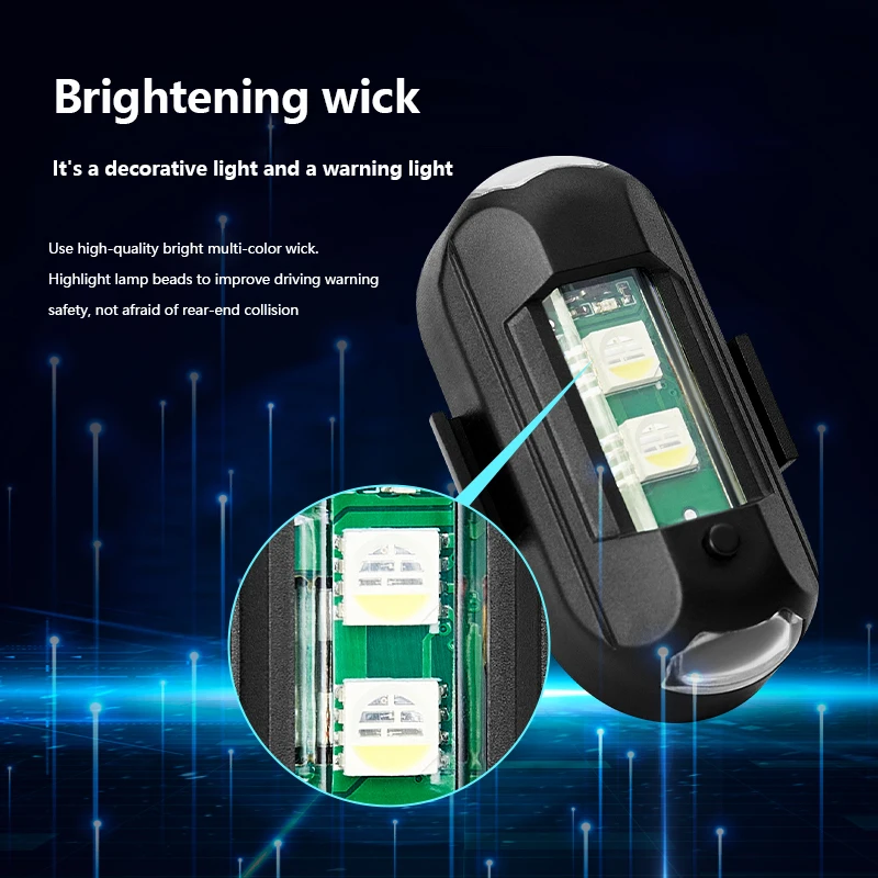 USB Charging Riding Flying Anti-Collision 7 Colors Flashing Lights for Aircraft Led Aircraft Strobe Lights for Vehicle Car Pack of 50 - Image 3