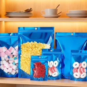 Metallic Clear Front Stand Bag Packaging Resealable Fast Delivery Doypack-Plastic Heat Seal Food Grade Mylar Gravure Printing