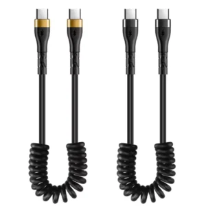 120W Fast Charging Type-C Cable with Braid Shielding PVC Jacket Spring Wire USB-C Connector 1m Cables for Smart Phone Pack of 5