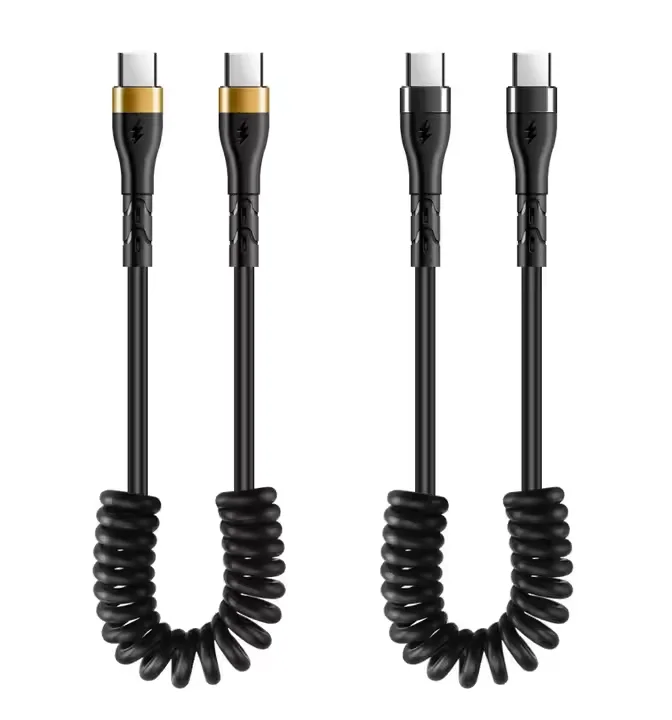 120W Fast Charging Type-C Cable with Braid Shielding PVC Jacket Spring Wire USB-C Connector 1m Cables for Smart Phone Pack of 5