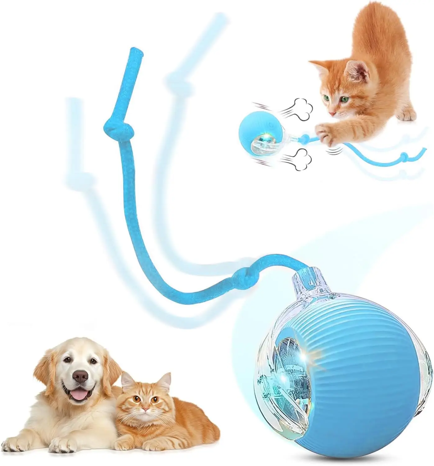 Hot Popular Sale Smart Cat Balls Electric Interactive Speedy Tail Birdcall Rolling Cat Toy Ball Pet Interactive Movement Toys