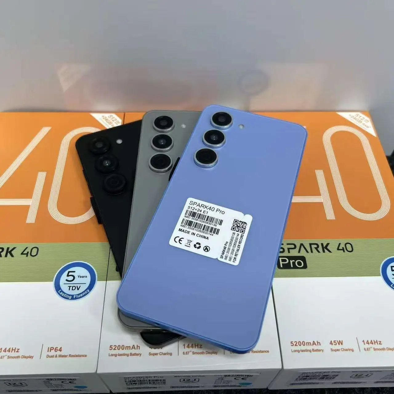 Brand New Spark 40 Pro 6.8inch Android Smartphone Daul Speaker IP64 5200mah Smart Phone 24+512GB Mobile Phone Pack of 5 - Image 3