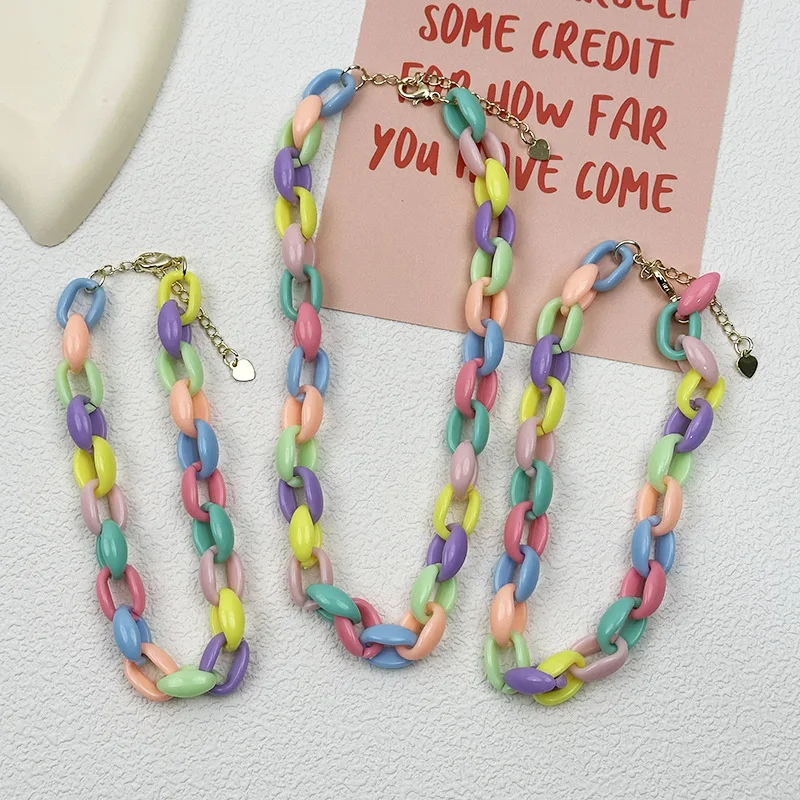 JXANRY Acrylic Pet Accessories-Cat Necklace Colorful Chain Dog Collar Sweet Cute Love Knot Pendant Lightweight Bichon Frise Pack of 2 - Image 3