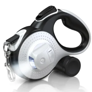 Factory Top Seller Custom Logo Nylon Pet Accessories Automatic Retractable Led Light Dog Walking Leash With Poop Bag Wholesale Pack of 10