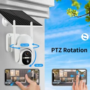 Solar Powered Wireless Security Camera Outdoor Mini Smart Home Monitor Motion Detection Alert Wire Free Setup Camera Pack of 2