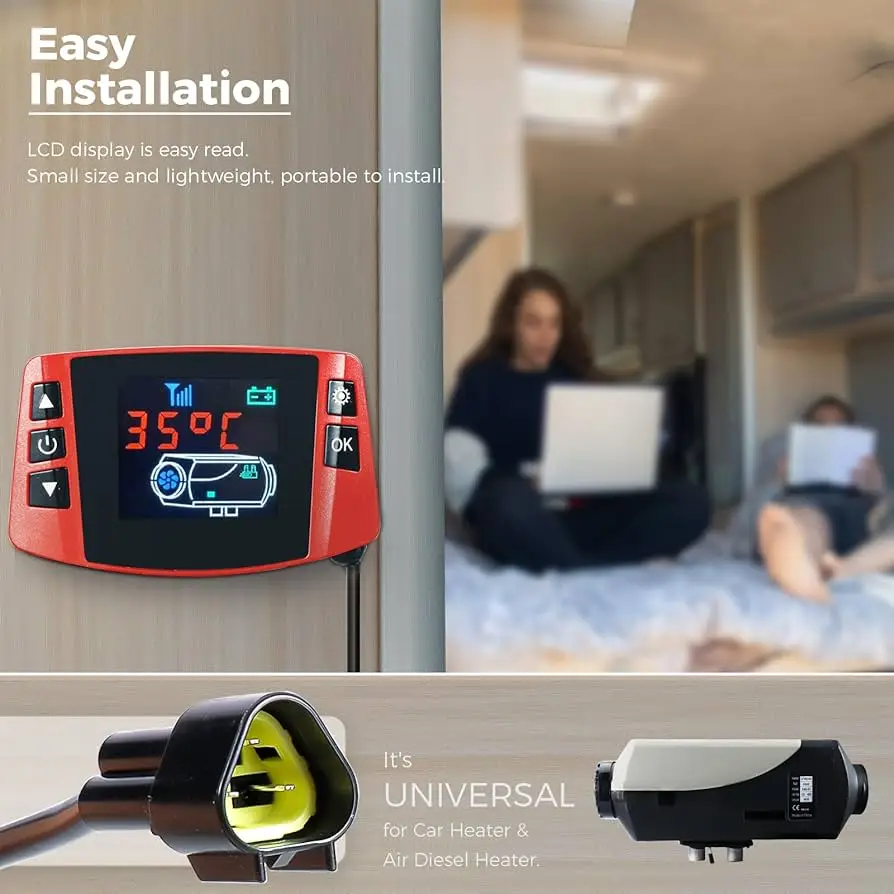 Diesel Heater Controller, diesel air Heater LCD Display Screen, with Remote Control, Suitable for 12V/24V2KW, 5KW, 8KW - Image 3