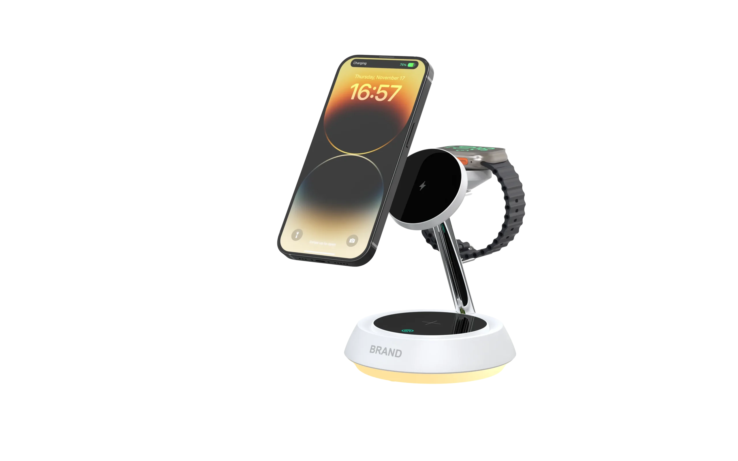 Smart 3-in-1 Wireless Charger Stand LED Light Digital Clock Type-C Input Interface Portable Folding Mobile Phones Power Bank - Image 4