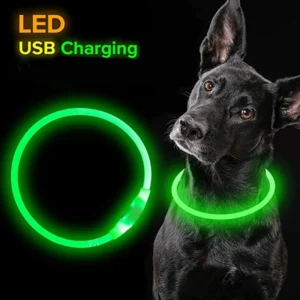New Waterproof Flashing Light up Dog Necklace USB Rechargeable Pet Collar Night Safety Luminous Glow in Dark Led Dog Collar Pack of 10