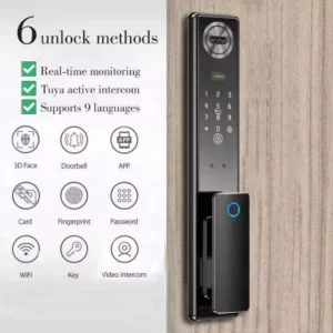 Tuya WiFi 3D Face Smart Locks Fingerprint ID Smart Lock Cerradurai Inteligente Digital Door Lock Video Intercom 6068 Lockbody Pack of 2