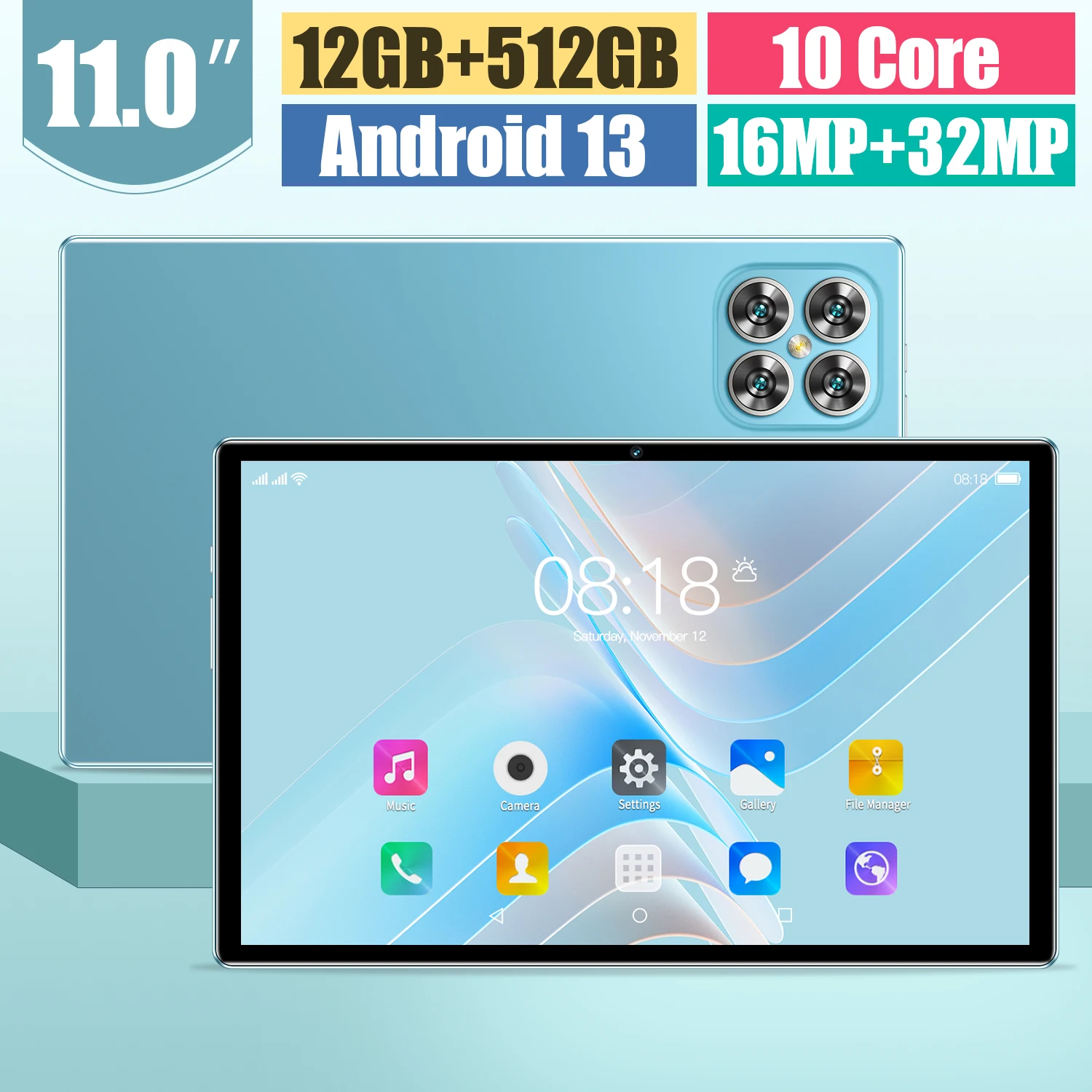 New 10.1" 12GB+512GB Android 14 Tablet PC with Dual SIM GSM HD Capacitive Touch Screen Business Use Gift - Image 4