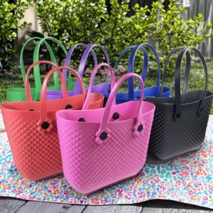 New Design Portable Summer Waterproof Eva Silicone Beach Bagg Bag Custom Rubber Beach Handbags Silicone Large Size Bagg Bag Pack of 10