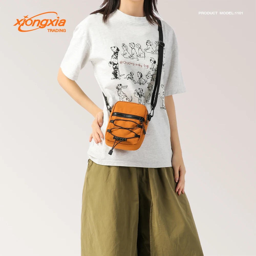 Unisex Women Men Shoulder Crossbody Sling Bags Canvas Fashion Portable Outdoor Sports Mobile Phone Bag Custom Logo Travel Daily Pack of 5 - Image 2