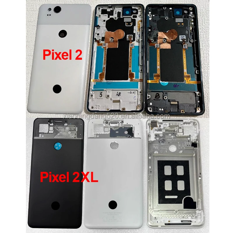 Pixel 2 Mobile Phone Top Back Cover Glass Rear Door With Camera Lens Replacement Housing Pixel 2XL Battery Back Cover for Google Pack of 2