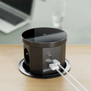 EU Hidden Design Dual USB Kitchen Pop up Socket Press Pop up Pneumatic Lift Socket Desktop Pop up Socket 18W Wireless Charger