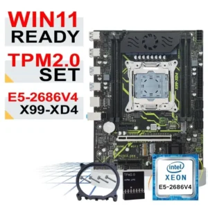 New Win11 Ready Tpm2.0 Set UEFI Secure Boot Matx Mainboard with 4xDDR4 Ram Intel Xeon E5 2686 V4 Combo X99 Motherboard Kit