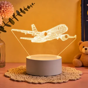 Customized 3D USB Light for Aircraft, USB Charging 3D Optical Illusion Night Light, Aircraft Bedroom Decoration Pack of 2