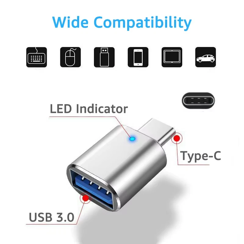 Best-Selling Universal USB C Male to USB 3.0 Female Connecter Data Transfer Aluminum Alloy Type-C Converter OTG USB Adapter Pack of 20 - Image 4