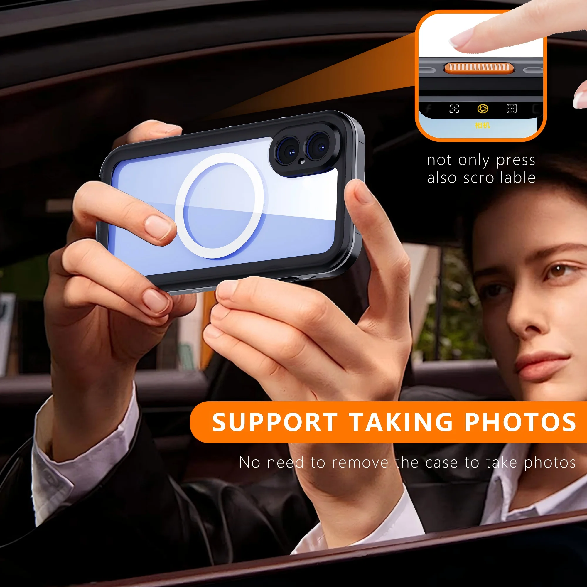 Waterproof Magnetic Wireless Charging PC Case 16Pro/Plus /Pro Max Sealed Swimming Bag Rugged Cover Stock Available for iPhone 16 - Image 4