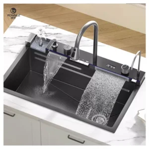 European Smart Kitchen Sink Manufacturer Farmhouse Multi Function Corner Undermount Digital Hidden Stainless Steel Modern