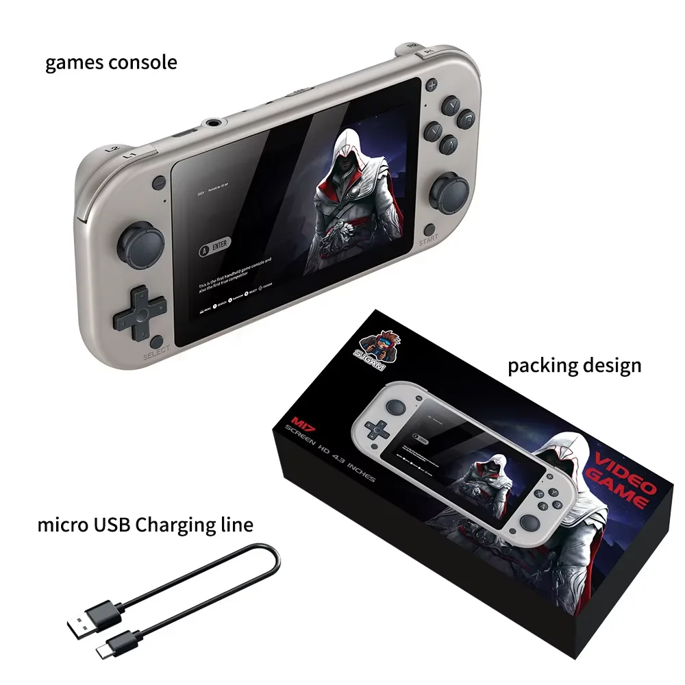 M17 4.3 Inch HD Large Screen Handheld Game Console Arcade Portable Retro Video Game Console Built-in Classic Games Console