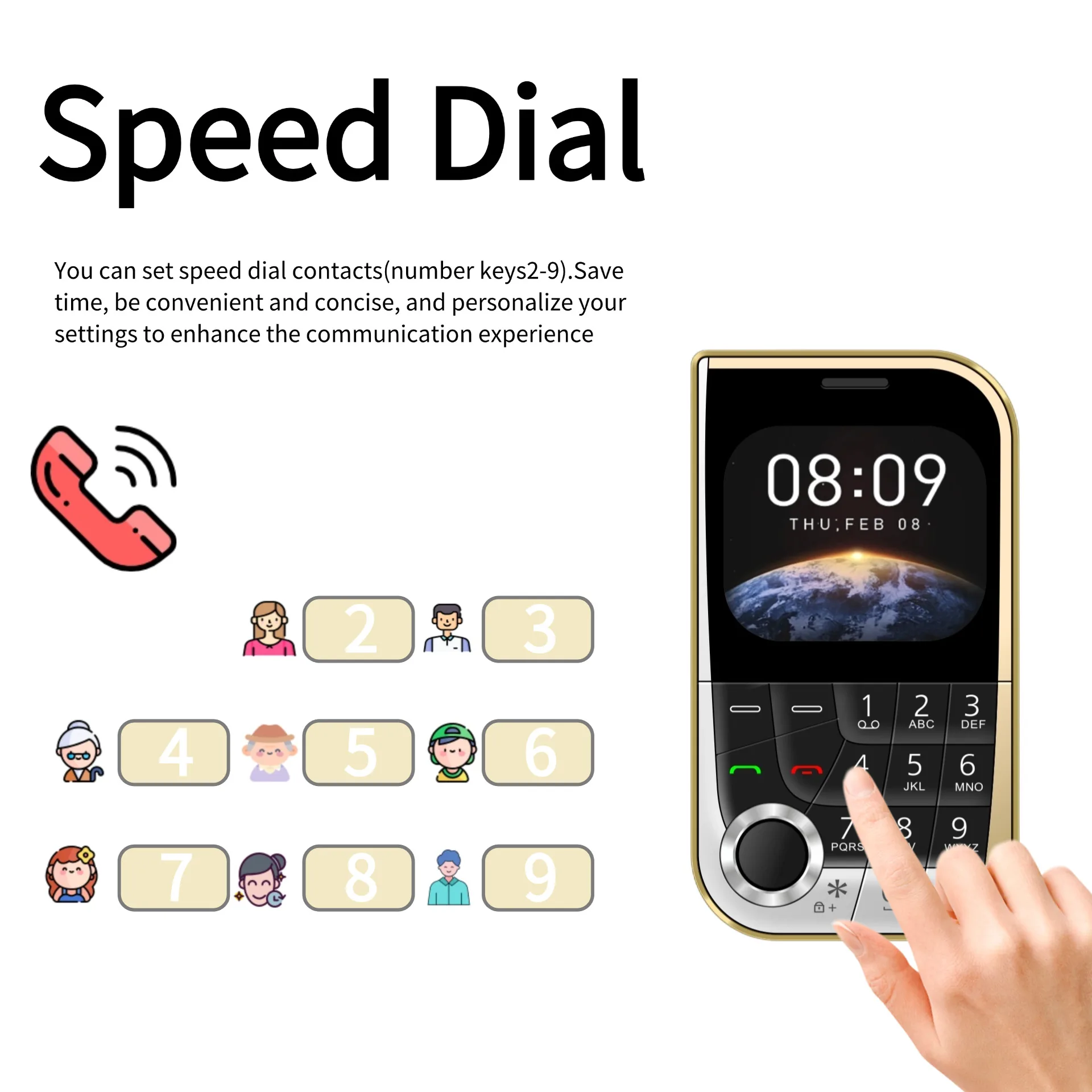 Reasonable Price V10 Senior Feature Phone 2 SIM Cards Big Buttons FM Radio and 2.01' HD Screen - Image 3