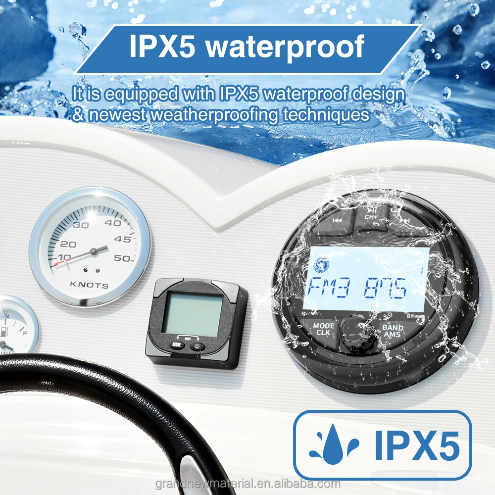 GRANDnavi 2.8inch Marine Radio MP3 Player BT Call FM AM Radio Boat Stereo Head Unit Waterproof Audio for Golf Boat Radio Pack of 16 - Image 4