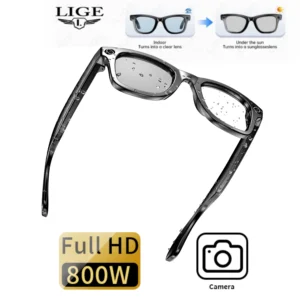LIGE BWW610 AI Smart Glasses Camera Answer Call 800W Anti-Shake Video Recording Real Time Translation Photochromic Lenses
