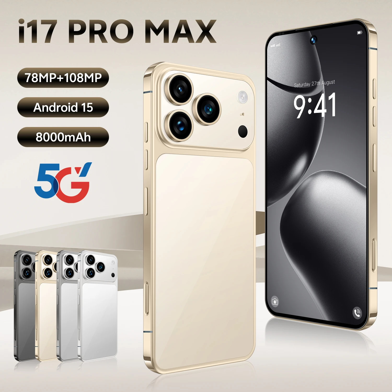 Best Choice I17 Pro Max 5G Smartphone Brand-New Dual SIM MTK Processor HD Screen for Gaming Global Version Pack of 2