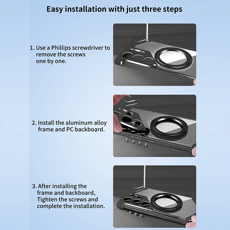 Alloy Metal Phone Case for Samsung Galaxy S24 S25 Ultra Borderless Magnetic Holder Phone Case for Samsung Galaxy S24 S23 Ultra - Image 3