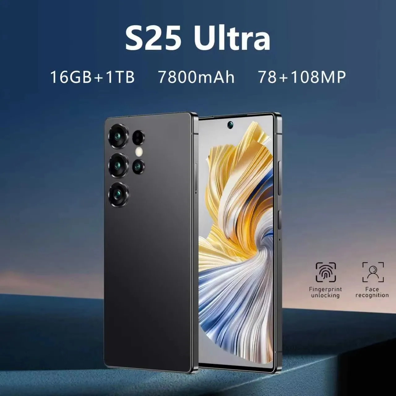 Best Selling S25 Ultra Dual Sim 5G Smartphone with Face Recognition HD Screen Deca Core CPU 108MP Rear Camera LTE CDMA Cellular - Image 2