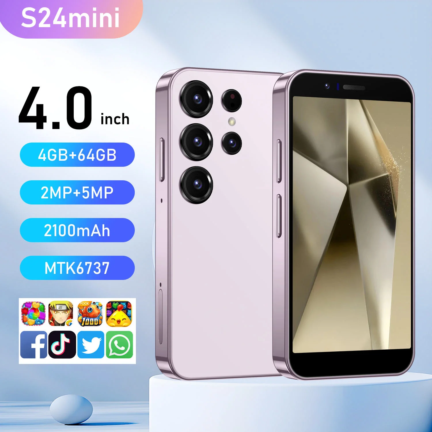 Attention to Detail S24 Ultra Smart Mini Phone Lightweight Android Mobile 2GB+16GB 144Hz HD LTE CDMA English French Spanish - Image 2